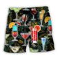 Tropical Summer Cocktail Beach Shorts Pattern View For Coastal Holidays And Casual Activities