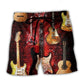 Abstract Halloween Guitar Dark Beach Shorts Pattern Detail For Sunny Outdoor Activities