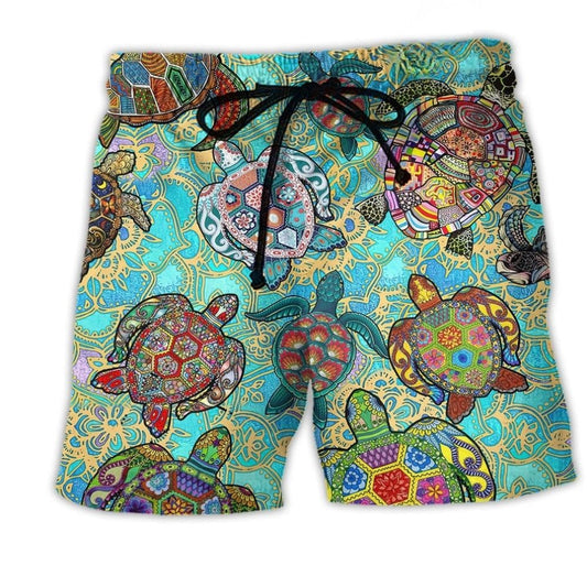Turtle Swimming Ocean Beach Shorts For Summer Vacations And Easy Warm Weather Wear
