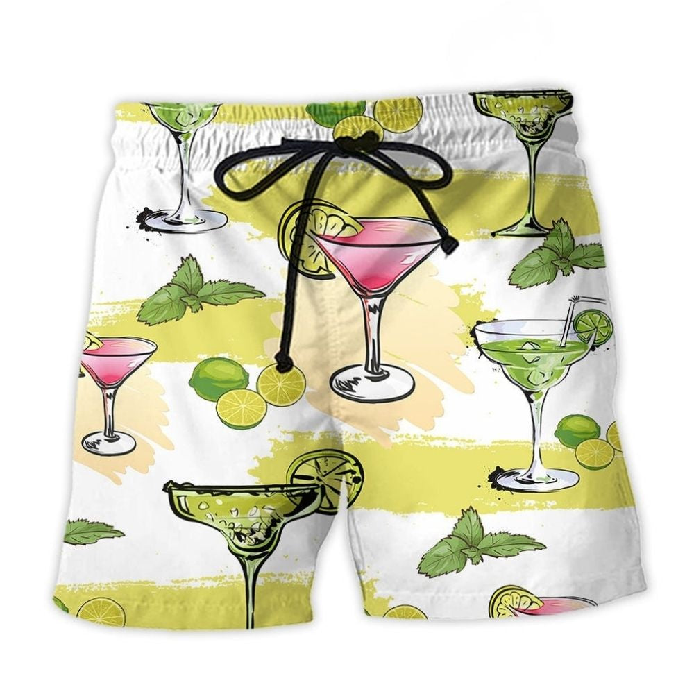 Margarita Cocktail Summer Party Beach Shorts Pattern Detail For Relaxed Warm Weather Outfits