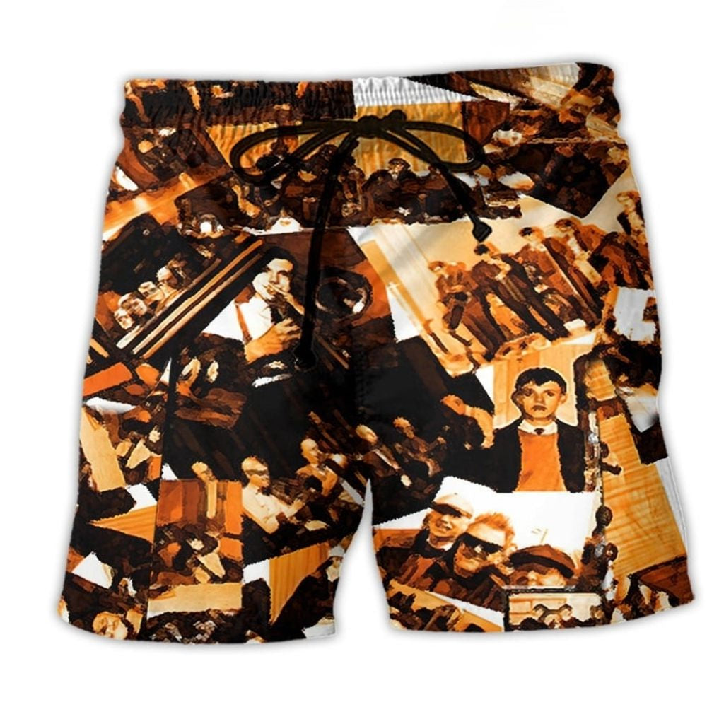 Retro Music Band Custom Beach Shorts Artwork Detail For Tropical Travel And Everyday Wear