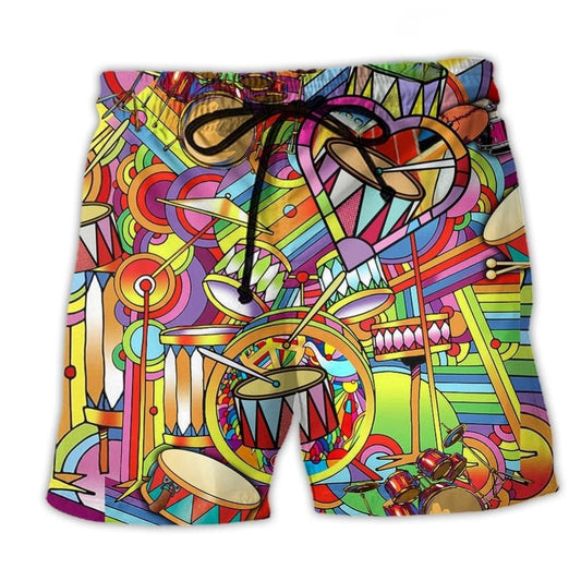 Drum Music Peace Beach Shorts For Relaxed Shoreline Days And Distinctive Seasonal Style