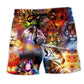 Cosmic Tiger Power Universe Beach Shorts Design Detail For Casual Warm Weather Outfits