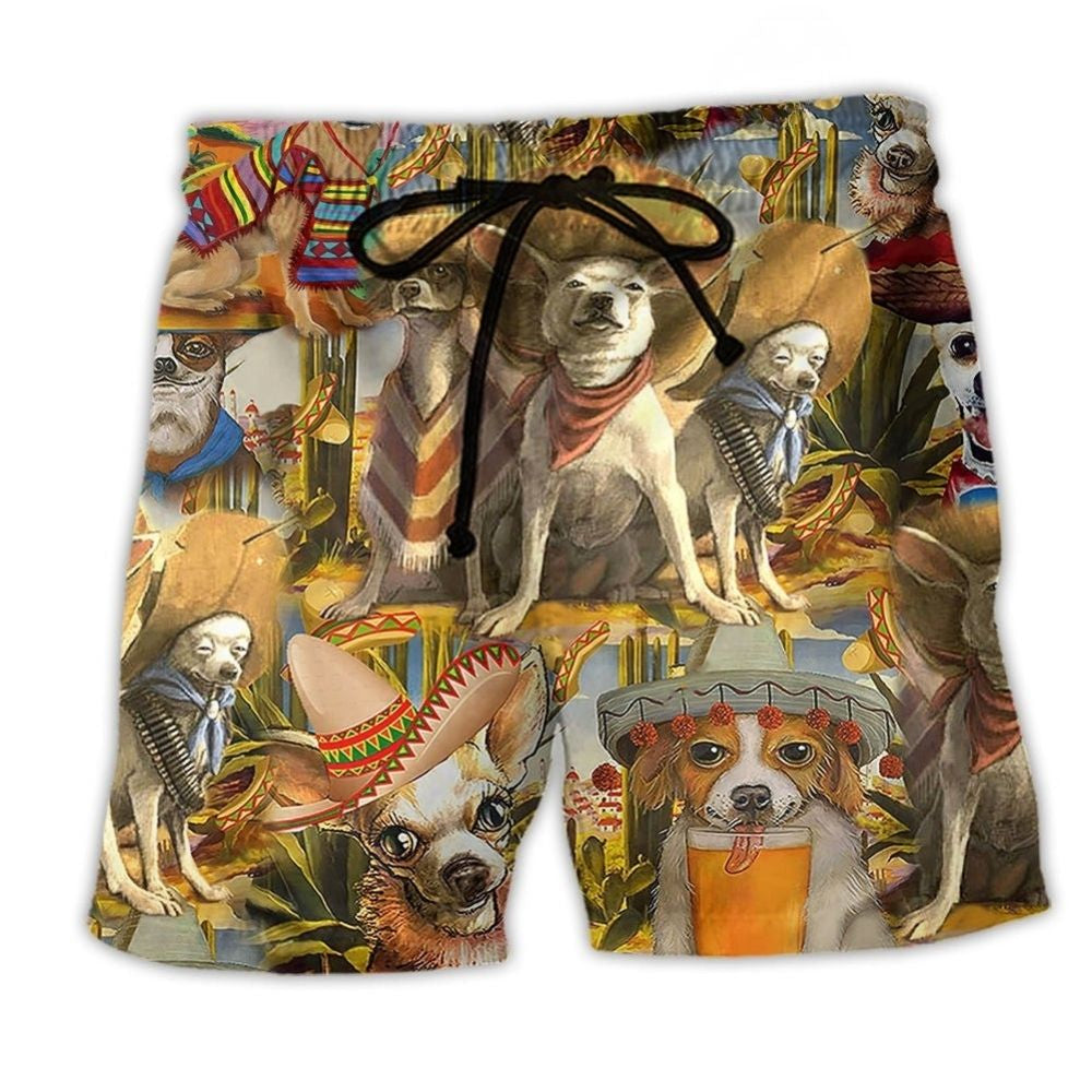 Chihuahua Best Friend Classic Beach Shorts Artwork Detail For Casual Warm Weather Outfits