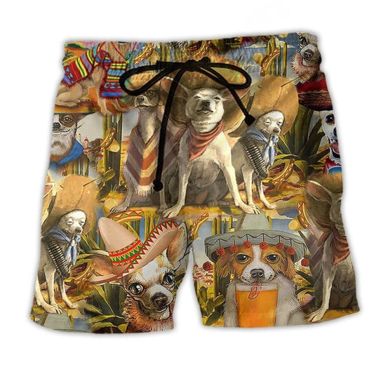 Chihuahua Best Friend Classic Beach Shorts Artwork Detail For Casual Warm Weather Outfits
