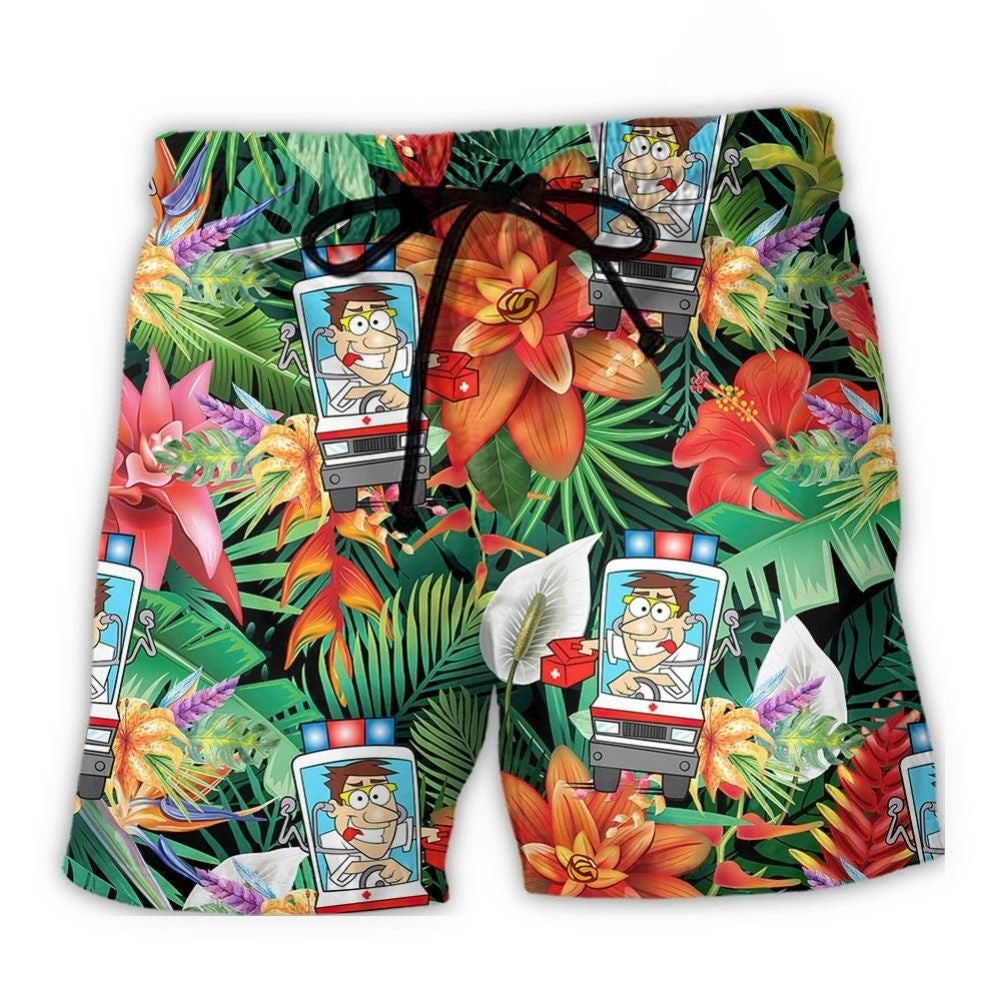 Ambulance Driver Tropical Beach Shorts For Poolside Relaxation And Easygoing Coastal Style