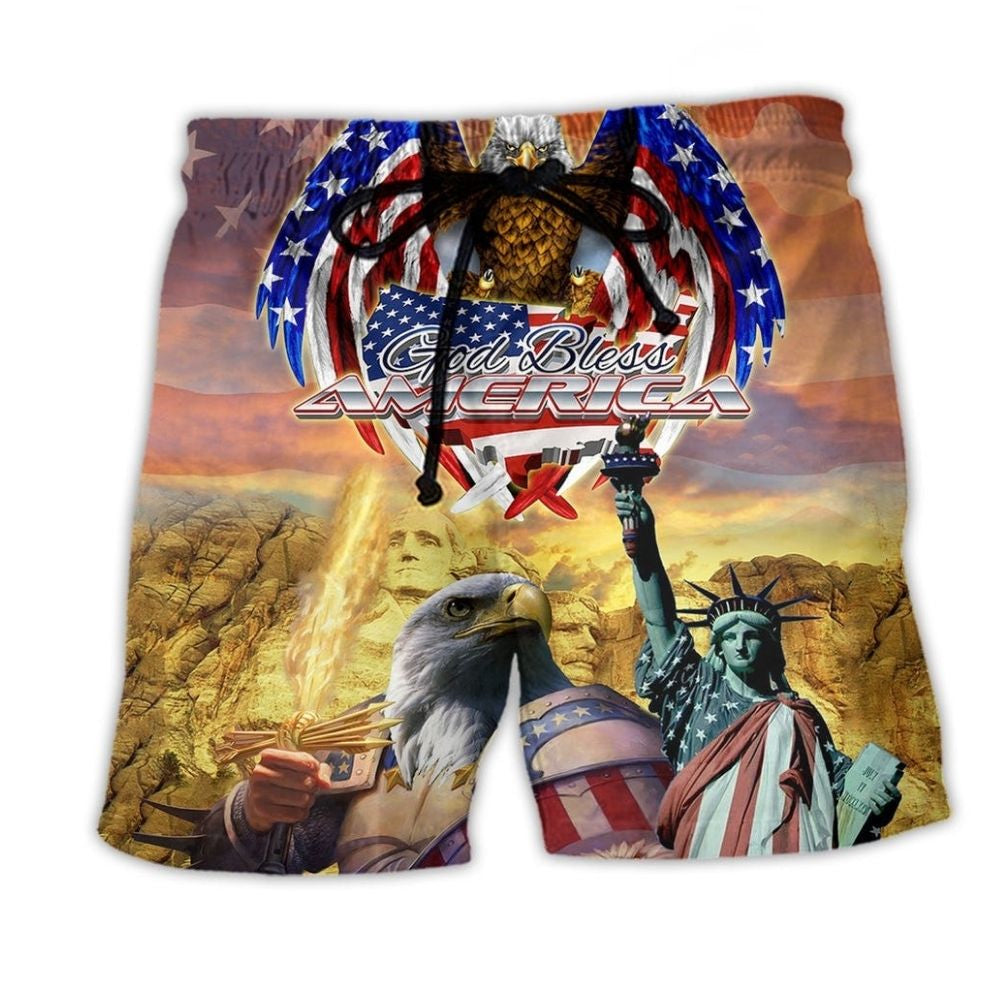 America Eagle Patriotic Classic Beach Shorts Pattern View For Relaxed Vacation Styling