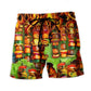 BBQ Fire Heat Grilling Beach Shorts Artwork Detail For Tropical Travel And Everyday Wear