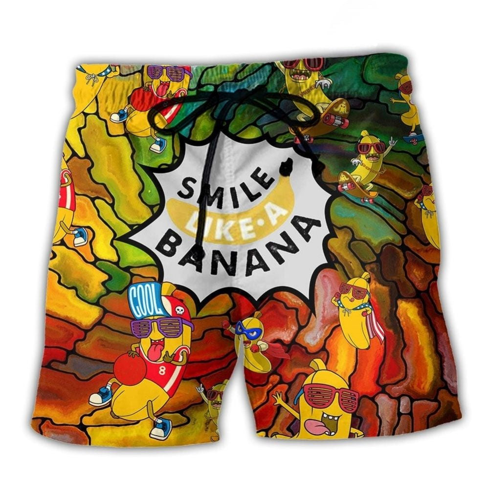 Banana Smile Funny Fruit Beach Shorts For Resort Travel And Thoughtful Summer Gifting