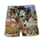 Cowboy Shooting On Horseback Desert Western Beach Shorts Design View For Summer Events And Coastal Getaways