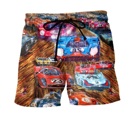 Car Racing Fast And Furious Beach Shorts Print Detail For Relaxed Warm Weather Wear