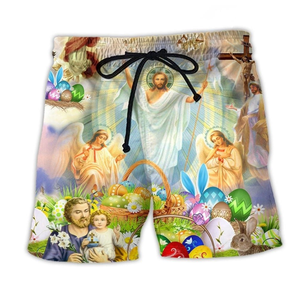 Jesus Easter Colorful Beach Shorts For Summer Festivals And Travel Ready Comfort