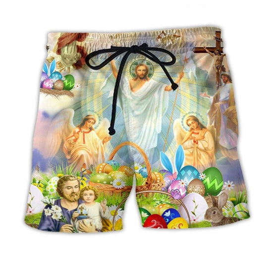 Jesus Easter Colorful Beach Shorts For Summer Festivals And Travel Ready Comfort