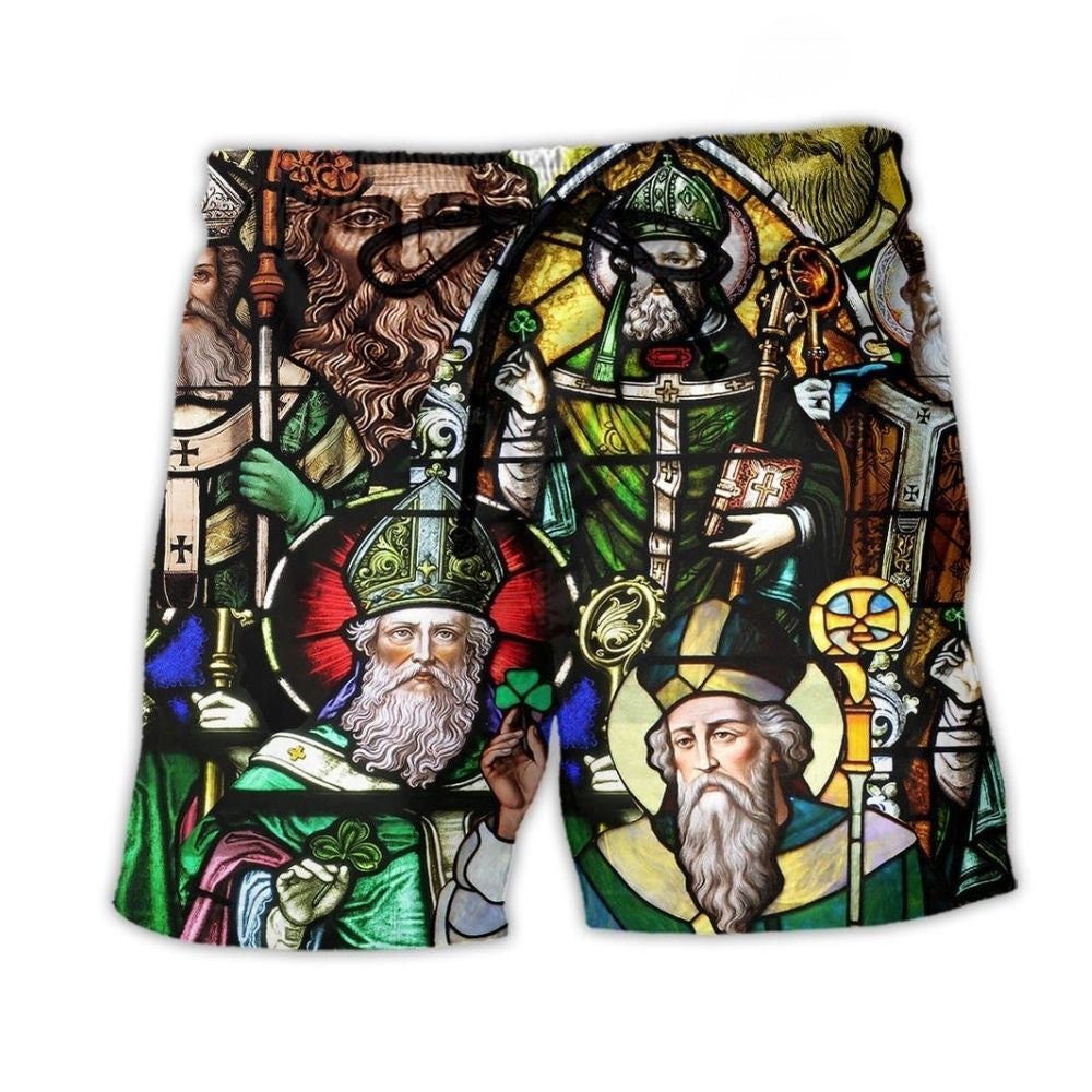 Irish Saint Patrick Countdown Beach Shorts For Resort Getaways And Bright Summer Outfits