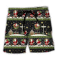 Merry Christmas Santa Night Beach Shorts Artwork Detail For Tropical Travel And Everyday Wear