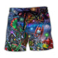 Dragon Christmas Light Fantasy Beach Shorts Design Detail For Casual Warm Weather Outfits