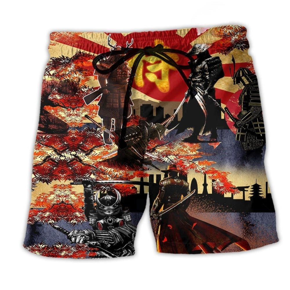 Samurai Unlived Courage Quote Beach Shorts Print Detail For Coastal Adventures And Resort Trips