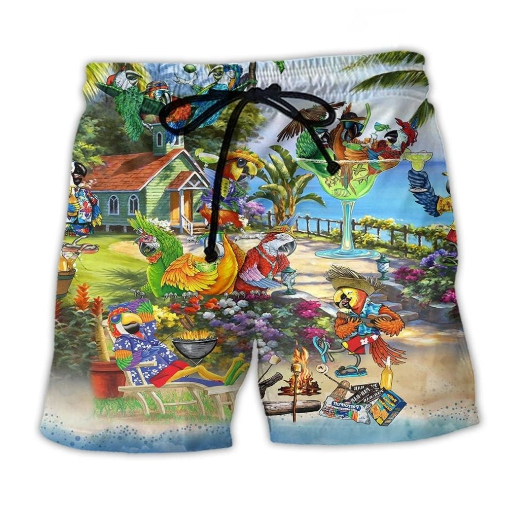 Parrot Party Tropical Summer Beach Shorts For Resort Days And Vacation Ready Style