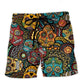 Sugar Skull Minimal Beach Shorts Design View For Comfortable Resort And Beach Styling