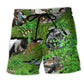 Friendly T Rex Greeting Beach Shorts Design View For Comfortable Resort And Beach Styling