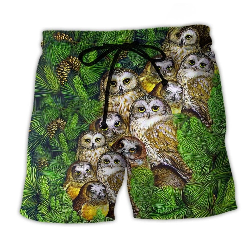 Owl Pine Animals Beach Shorts For Warm Weather Outings And Relaxed Casual Style