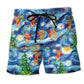 Christmas Dancing Reindeers Happy Beach Shorts Pattern View For Relaxed Vacation Styling