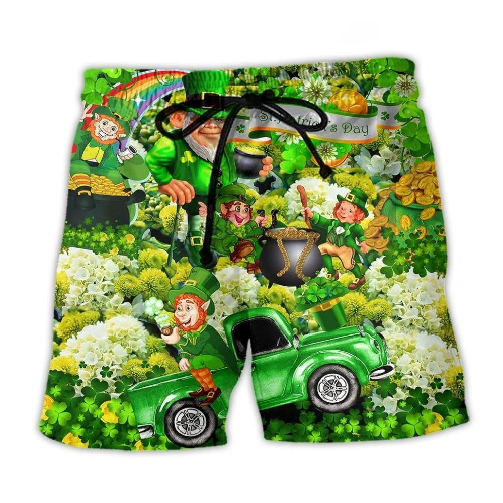 Irish Happy Saint Patrick's Day Green Beach Shorts For Poolside Relaxation And Summer Adventures