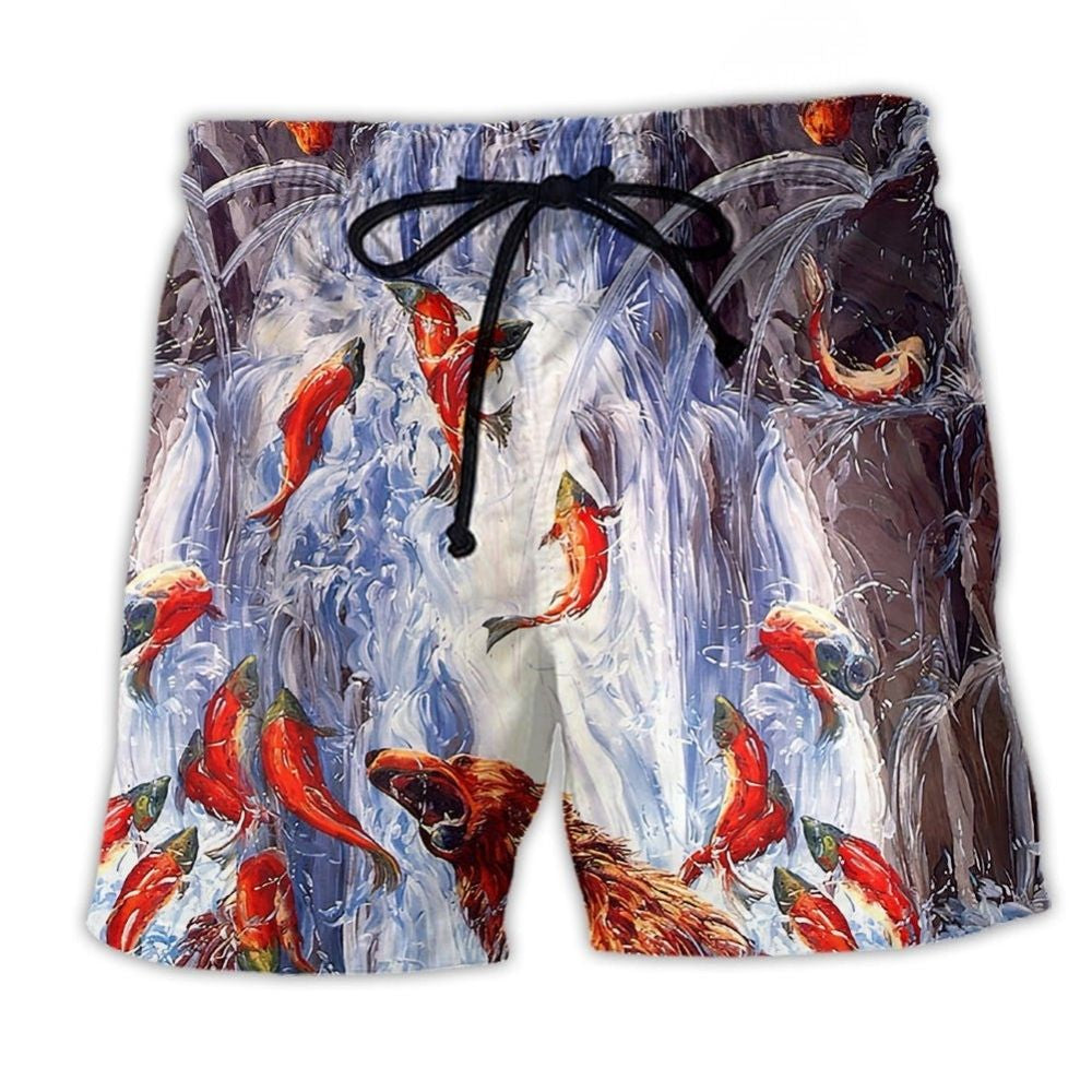 Bear Waterfall Fishing Beach Shorts For Weekend Escapes And Flexible Everyday Wear