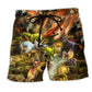 Dinosaur Battle Fire Fantasy Beach Shorts For Summer Vacation And Coastal Travel