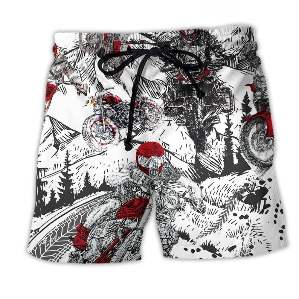 Motorcycle Journey Snow Mountain Beach Shorts For Weekend Escapes And Everyday Comfort