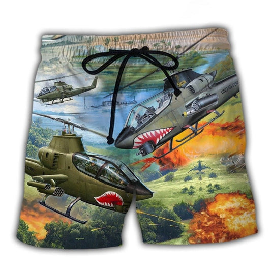 Military Combat Airplane Beach Shorts For Outdoor Adventures And Warm Weather Wardrobe