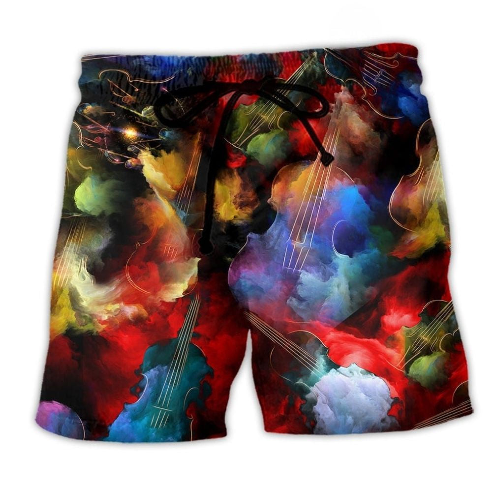 Violin Music Colorful Beach Shorts For Oceanfront Weekends And Distinctive Seasonal Style