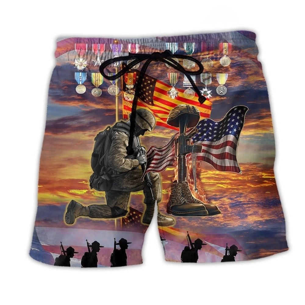 Veteran Freedom Tribute Beach Shorts For Oceanfront Weekends And Warm Weather Wardrobe