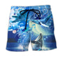 Whale Dancing Blue Sea Melody Beach Shorts For Sunny Holidays And Comfortable Daily Styling