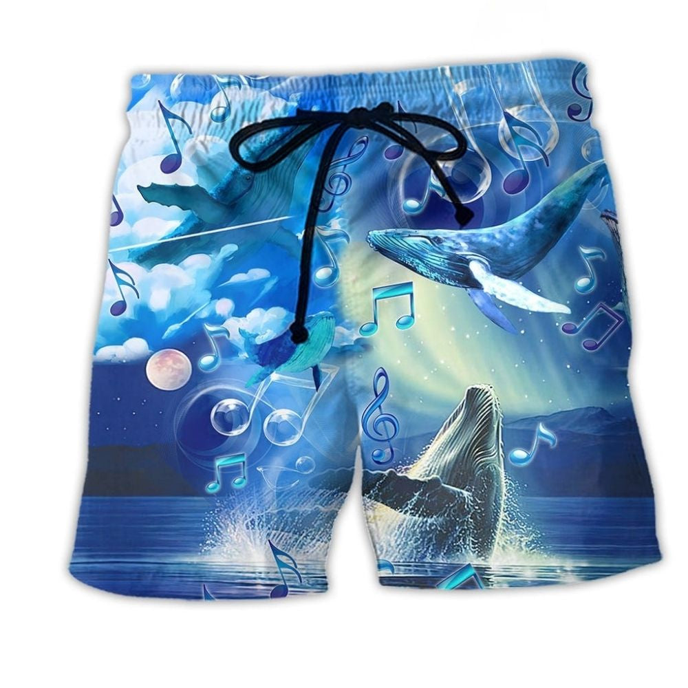 Whale Dancing Blue Sea Melody Beach Shorts For Sunny Holidays And Comfortable Daily Styling