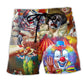 Clown Playful Faces Beach Shorts For Summer Vacation And Coastal Travel
