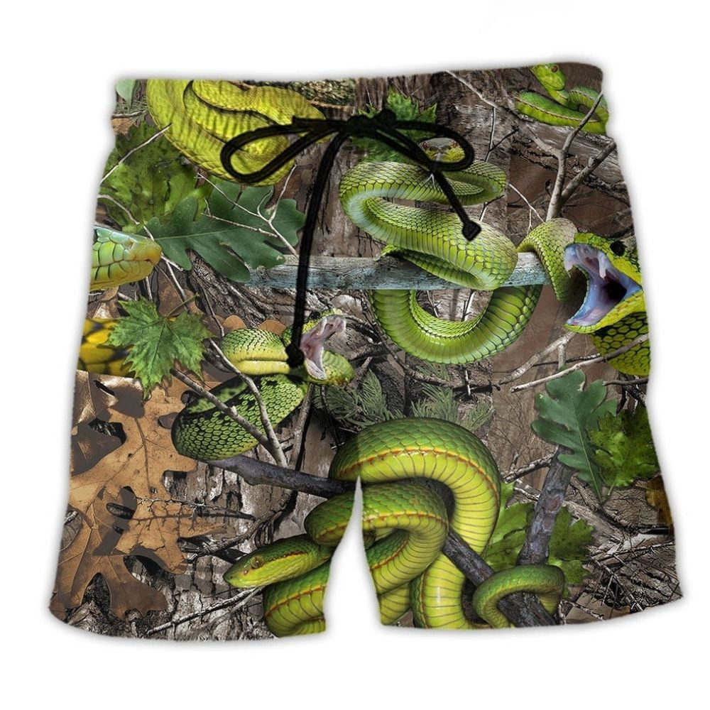 Snake Natural Warning Beach Shorts For Vacation Travel And Relaxed Casual Style