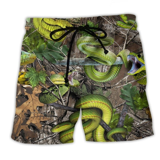 Snake Natural Warning Beach Shorts For Vacation Travel And Relaxed Casual Style