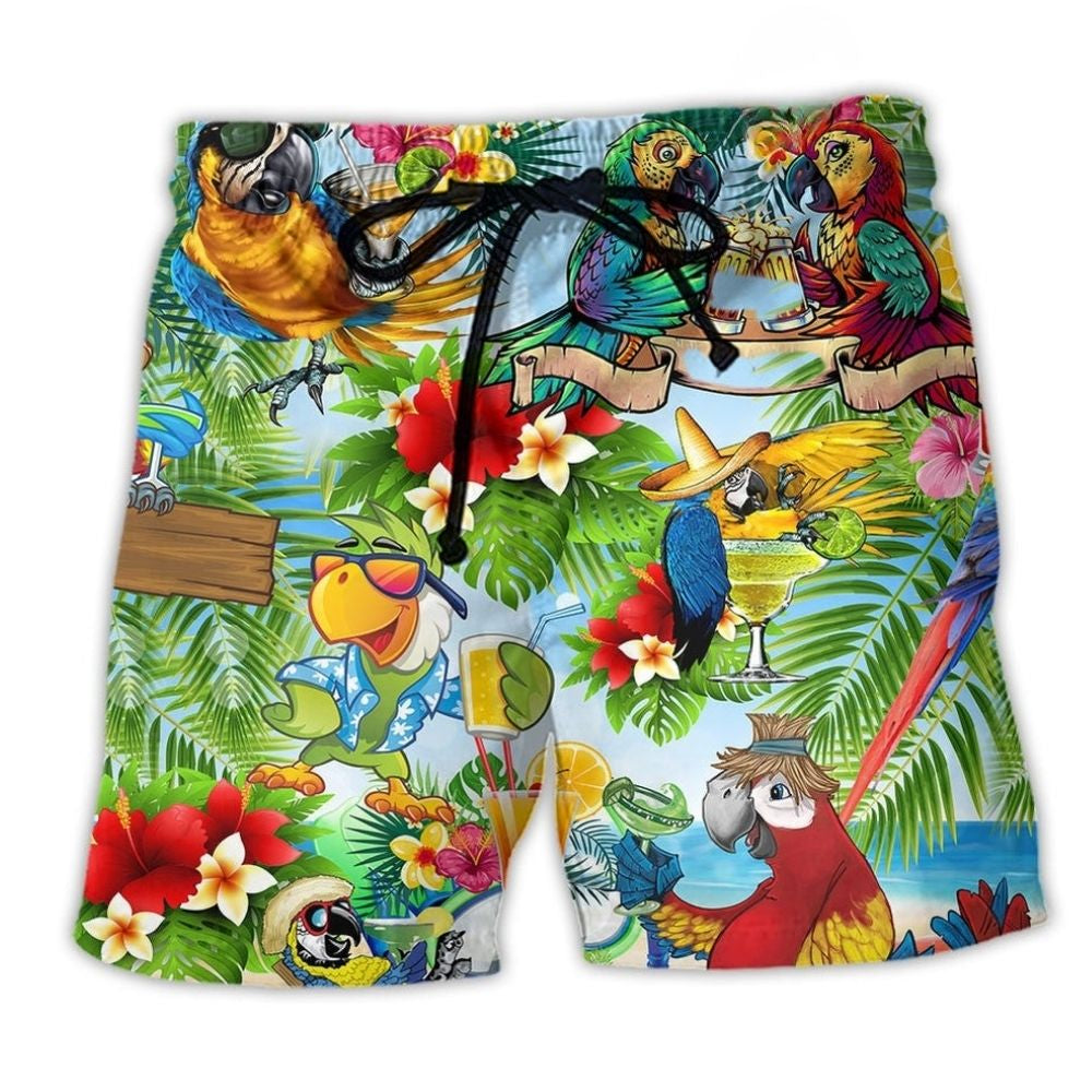 Parrot Tropical Floral Beach Shorts For Island Escapes And Flexible Everyday Wear