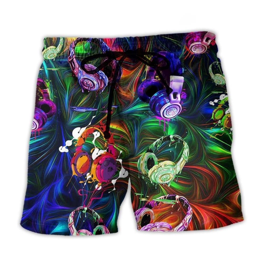 Headphone Colorful Beach Shorts Print Detail For Thoughtful Gift Giving