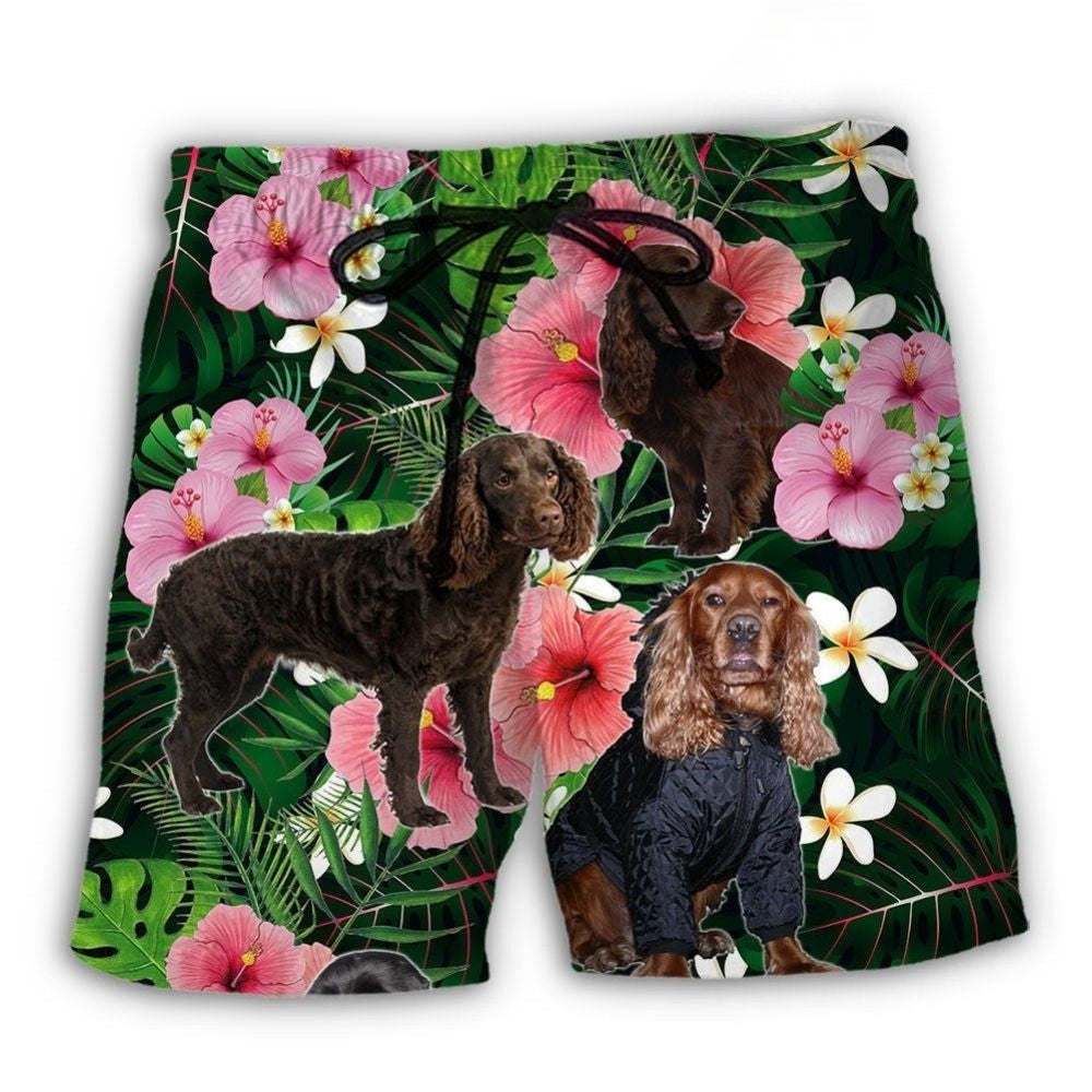 Boykin Spaniel Tropical Floral Lover Beach Shorts Pattern Detail For Relaxed Warm Weather Outfits