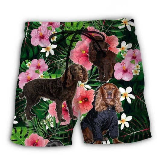 Boykin Spaniel Tropical Floral Lover Beach Shorts Pattern Detail For Relaxed Warm Weather Outfits