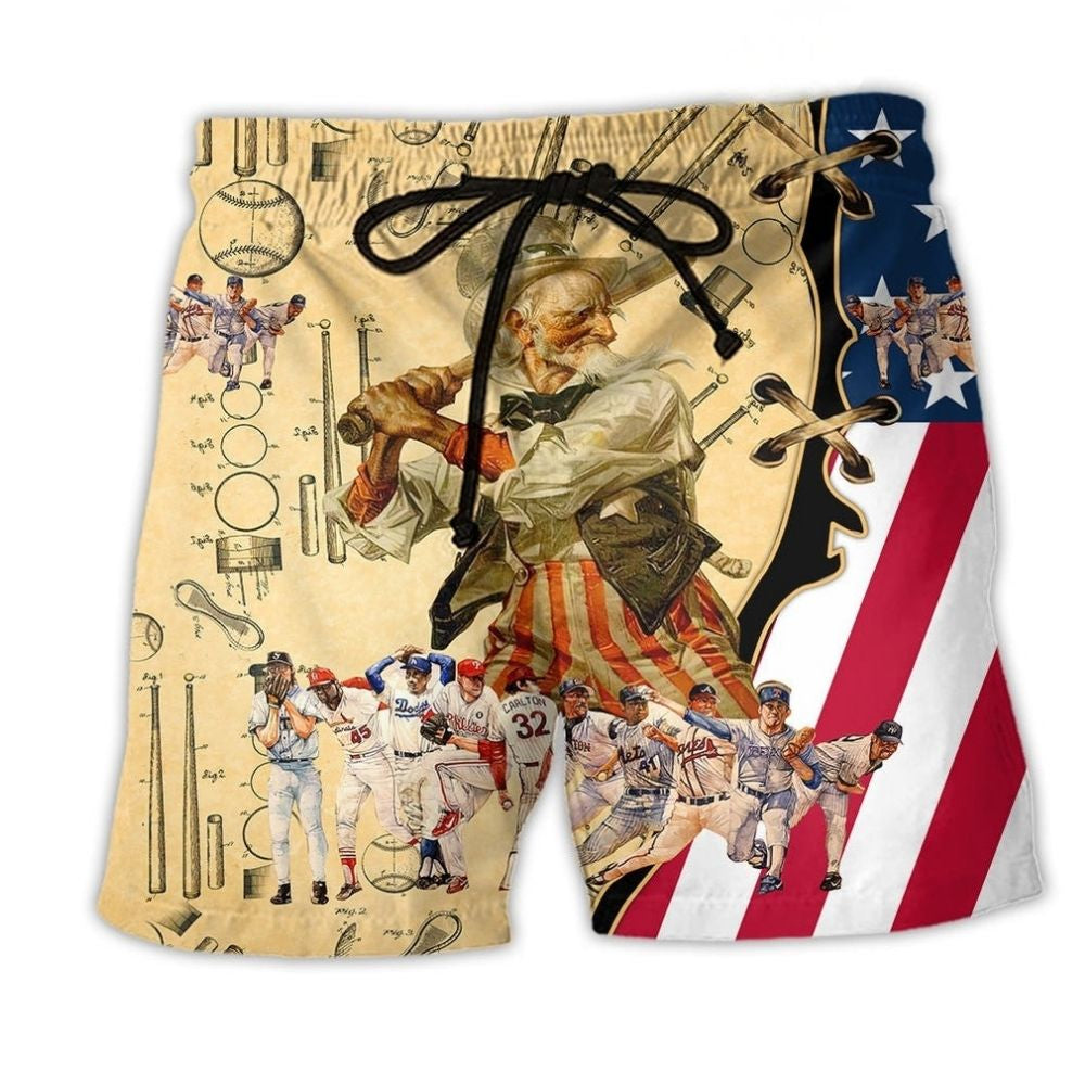 Baseball Game Beach Shorts For Vacation Travel And Flexible Everyday Wear