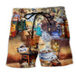 Coffee Pleasure Retro Lifestyle Beach Shorts For Sunny Holidays And Comfortable Daily Styling