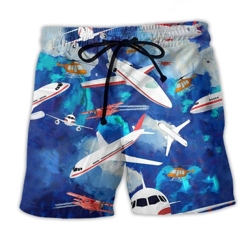 Eat Sleep Fly Airplane Beach Shorts For Resort Getaways And Weekend Casual Style