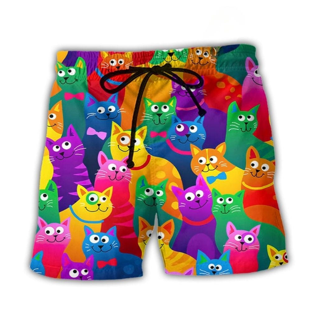 Funny Cat Colorful Playful Beach Shorts For Coastal Adventures And Relaxed Summer Wear
