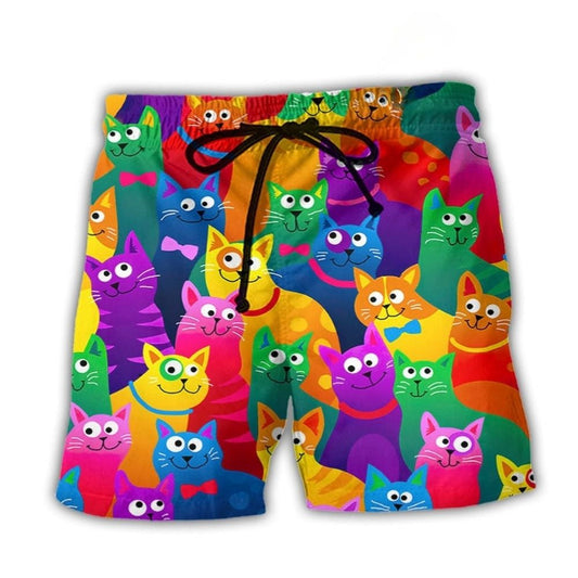 Funny Cat Colorful Playful Beach Shorts For Coastal Adventures And Relaxed Summer Wear