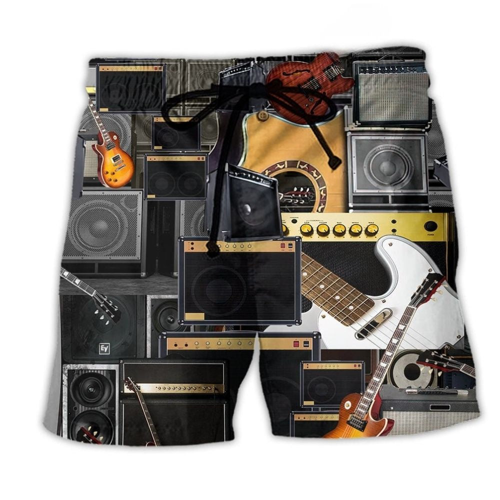 Music Amplifier Elephant Concept Beach Shorts For Beach Days And Comfortable Daily Wear