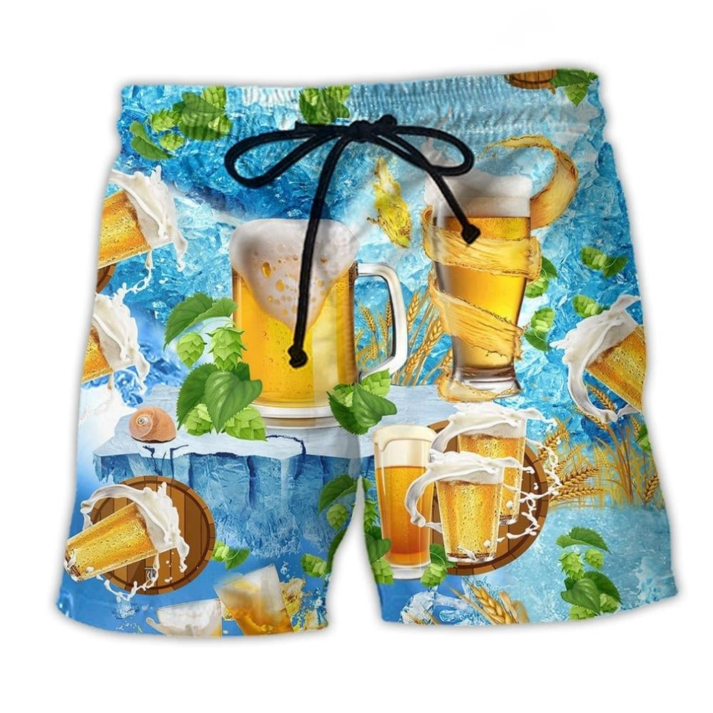 Beer Makes Everyone Happy Beach Shorts Print Detail For Casual Warm Weather Outfits