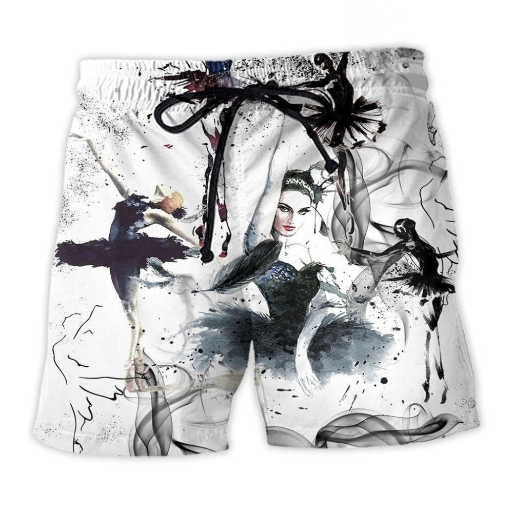 Ballet Love And Life Black Beach Shorts For Sunny Holidays And Comfortable Daily Styling